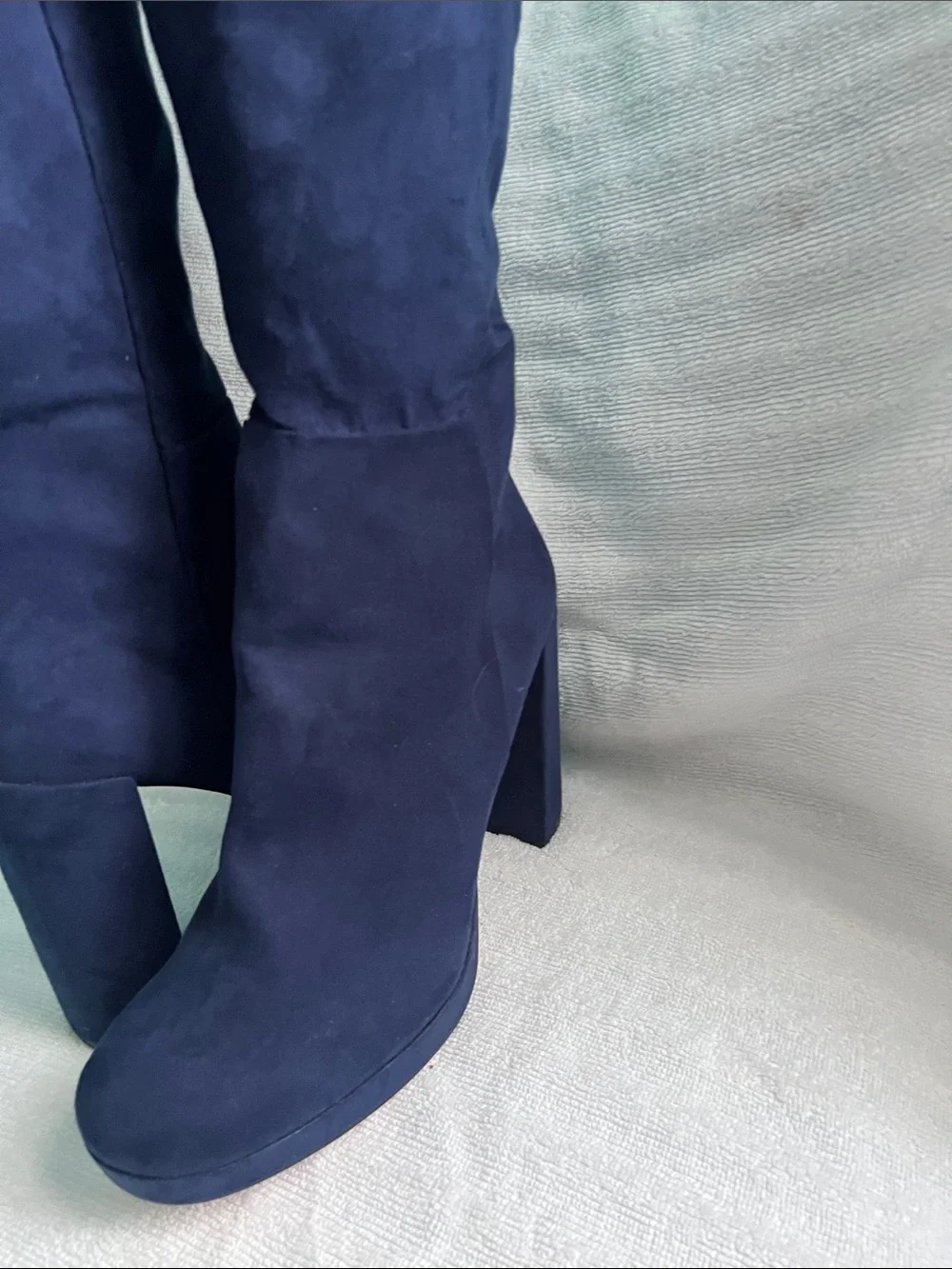 Women's Tall Navy Suede Block Heel Boots Size 10
